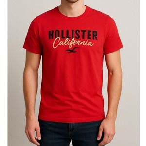Hollister California Men's Red Cotton T-Shirt Size Small Graphic Tee